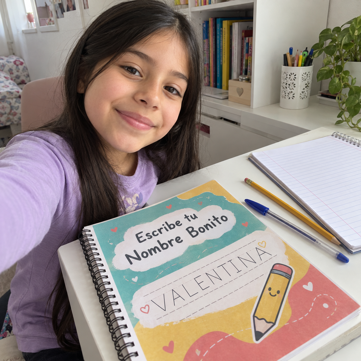 Escena ilustrativa con el cuaderno de Valentina