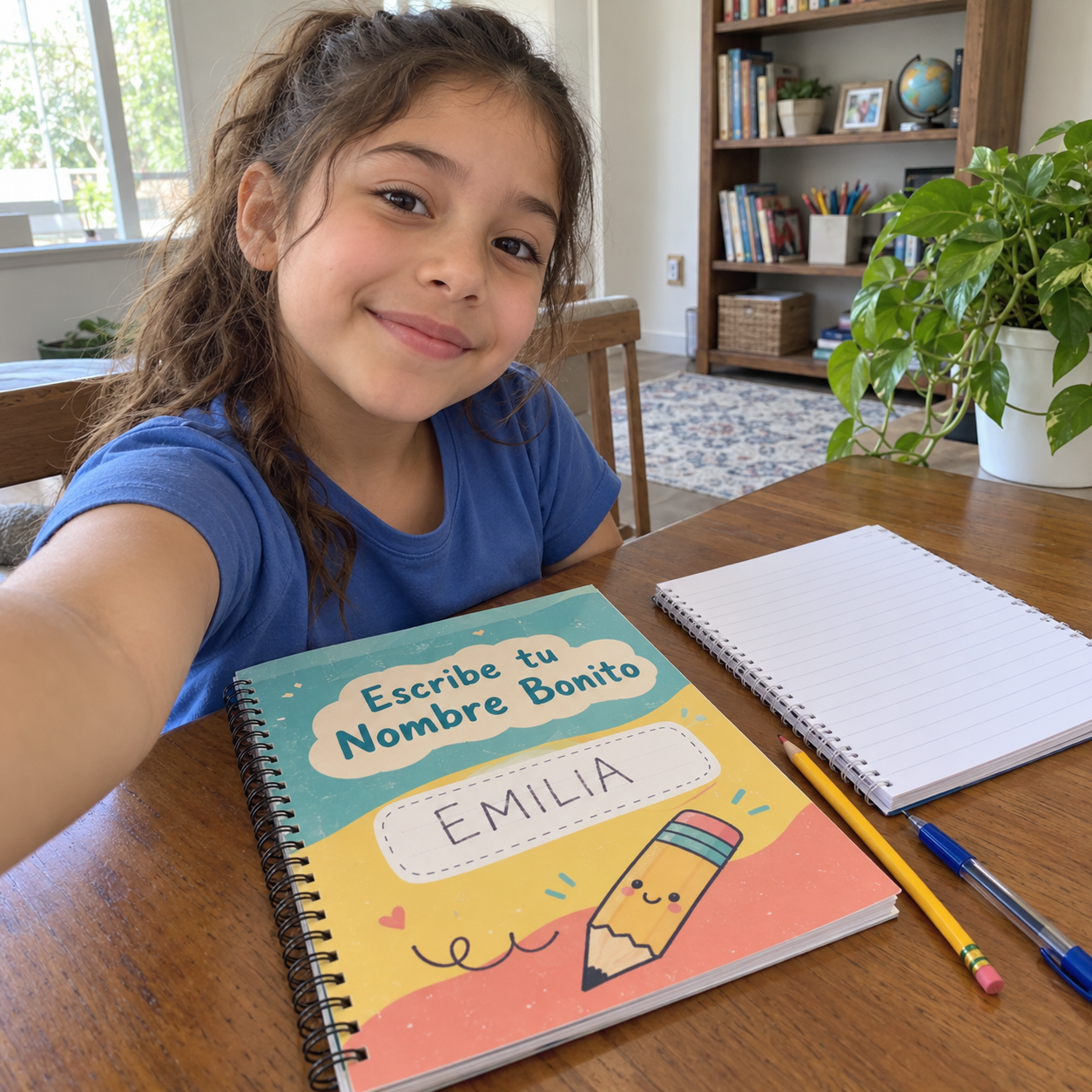Escena ilustrativa con el cuaderno de Emilia